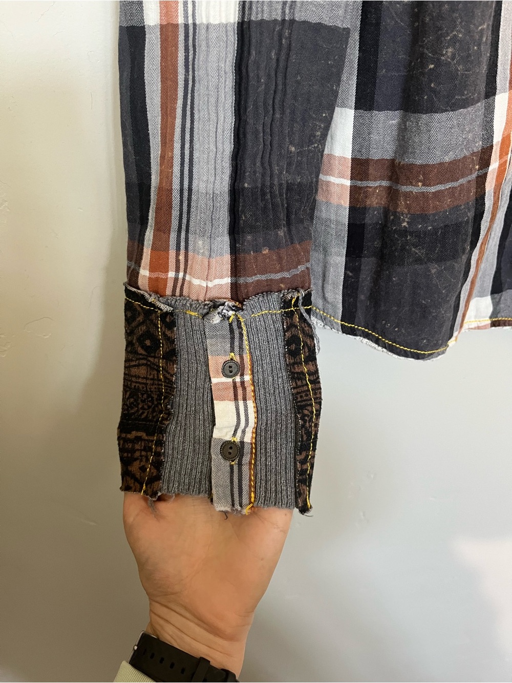 Gimmicks by BKE | Blue & Orange Long Sleeve Detailed Flannel Button Down Shirt - Picture 3 of 8